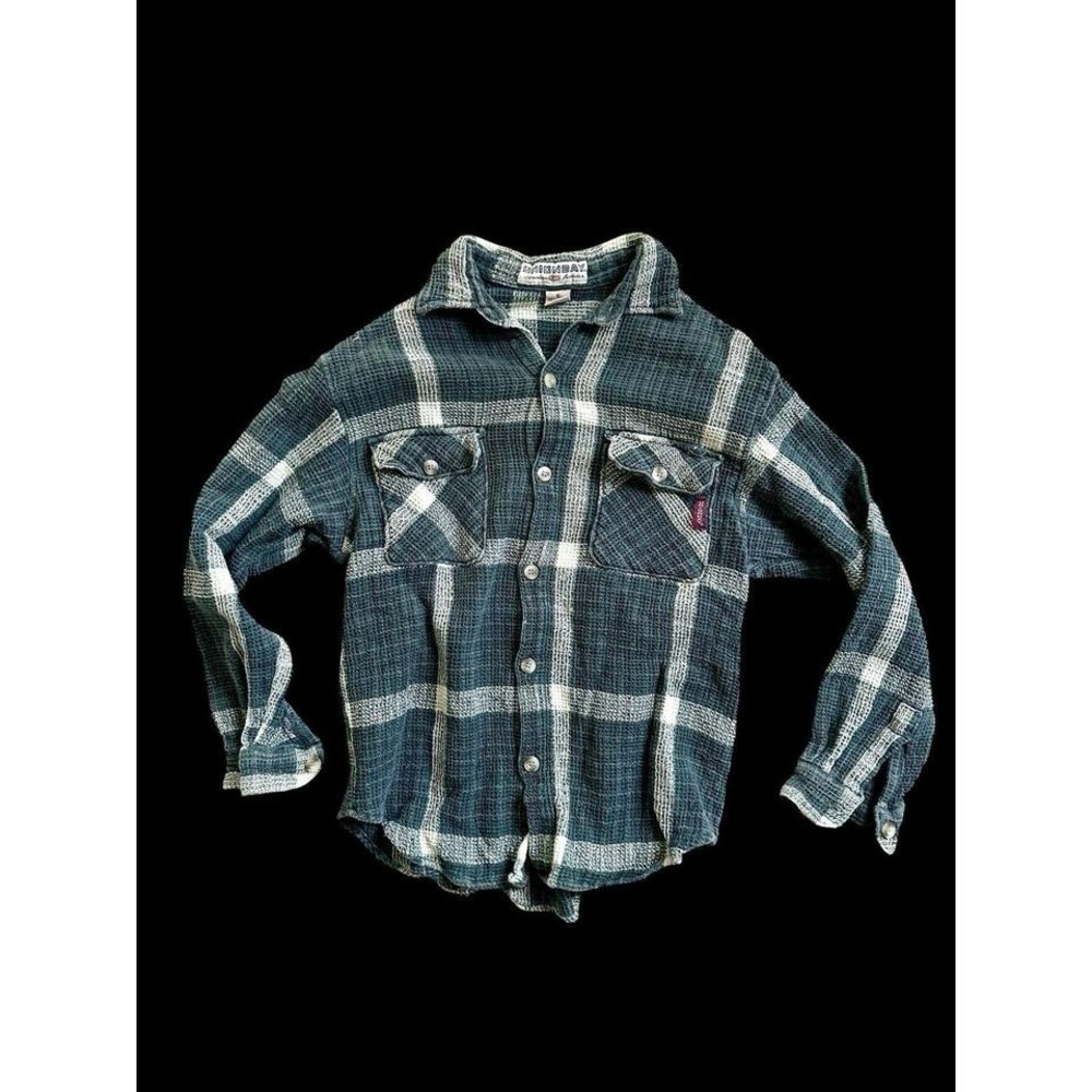 Unionbay 90's Green Plaid Button Down Shirt Sz Small Women's Heavyweight Y2K